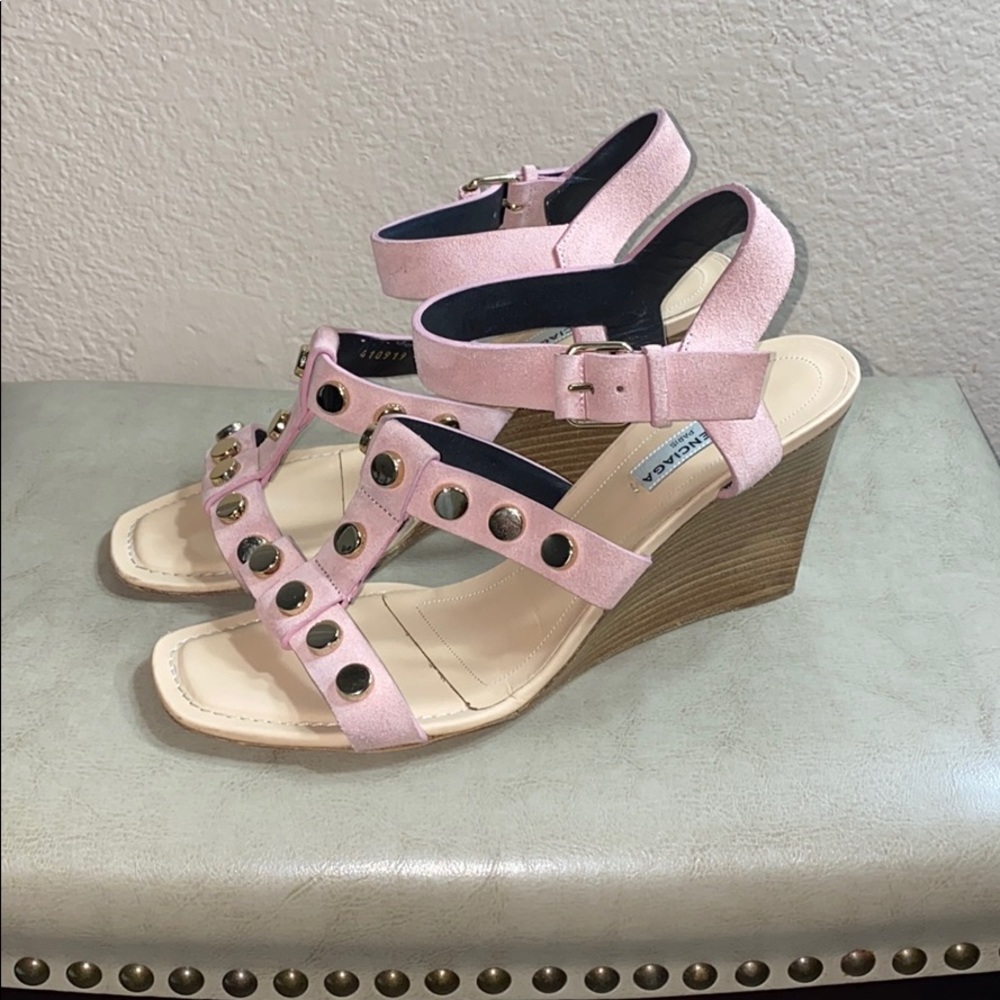 Balenciaga light pink studded wedge 38.5 - US8.5 - Picture 2 of 11